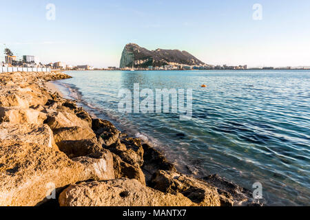 Gibraltar Rock viewed from Andalusia, British overseas territory Stock Photo