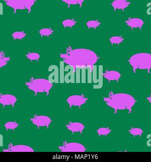 Pink Pig Seamless Pattern Stock Vector
