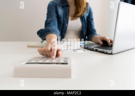 Accountant, financial inspector and making report, calculating or checking balance. Internal revenue service inspector checking document. Audit and ac Stock Photo