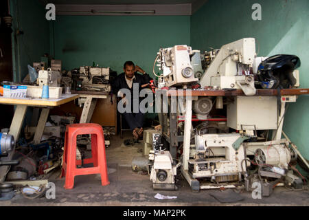 Nepal 2014. Kathmandu . Sewing machine repair workshop. Stock Photo