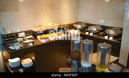 SINGAPORE - APR 2nd 2015: inside of a lounge at luxury hotel breakfast buffet Stock Photo