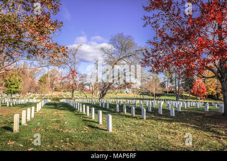 Arlington National Cemetery is a United States military cemetery in Arlington County, Virginia, across the Potomac River from Washington, D.C. Stock Photo