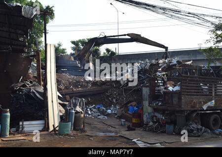 wrecking yard scrap metal Bangkok Thailand Stock Photo