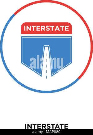 interstate icon on white background, in blue-red, vector icon illustration Stock Vector