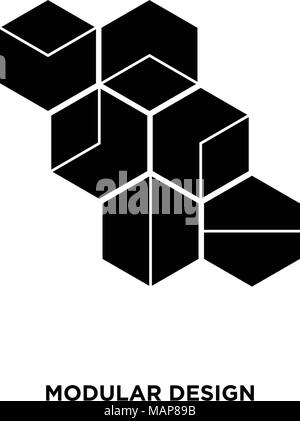 modular design icon on white background, in black, vector icon illustration Stock Vector