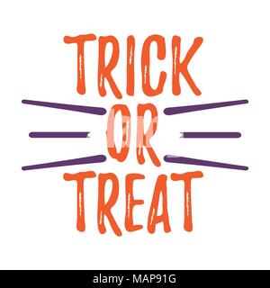 Happy Halloween Greeting Card with Calligraphic Text. Halloween Poster and Banner on White Background. Vector illustration. Stock Vector