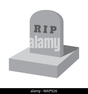 RIP grave cartoon icon. Isolated vector illustration on white background. Stock Vector