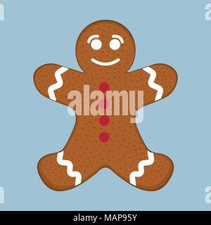Gingerbread man XMas icon. Cartoon style. Vector Illustration for Christmas day. Stock Vector