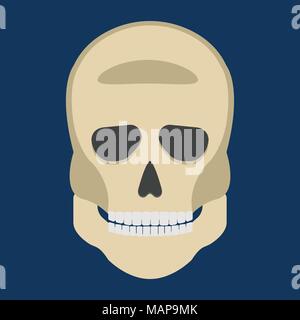 Human Skeleton Skull front side Silhouette. Isolated on White Background. Icon Vector illustration. Stock Vector