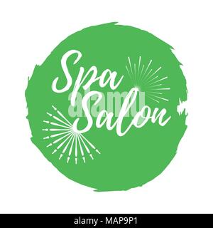 Spa Salon label. Eco style and Wellness Life. Healthy Lifestyle badges. Vector illustration icon with Sunburst. Stock Vector