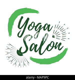 Yoga Salon label. Eco style and Wellness Life. Healthy Lifestyle badges. Vector illustration icon with Sunburst. Stock Vector