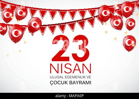 23 nisan cocuk baryrami. Translation: Turkish April 23 Childrens Day Vector Illustration Stock Vector