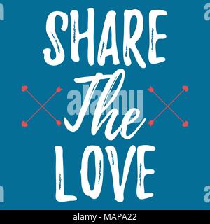 Share the Love label. Font with Brush. Valentines day badges. Vector illustration icon. Stock Vector