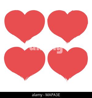 Set of brush heart icon. Handmade drawing label. Vector illustration sing. Stock Vector