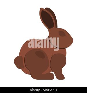 Easter Chocolate Bunny icon. Chocolate Rabbit label on white Background. Cartoon style. Vector Illustration. Stock Vector