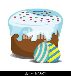 Easter Cake icon. Easter label on white Background. Cartoon style. Vector Illustration. Stock Vector