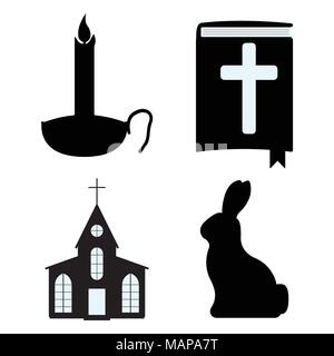 Set of Easter icon. Easter label on white Background. Simple style. Vector Illustration. Stock Vector