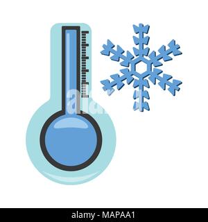 Thermometer with Cold Icon. Weather label for Web on white background. Vector Illustration. Stock Vector