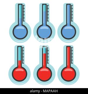 Thermometer Icon. Weather label for Web on white background. Vector Illustration. Stock Vector