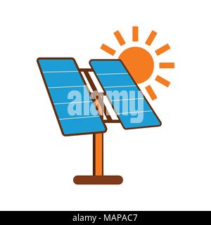 Solar battery Icon. Sun Energy label for Web on white background. Flat Vector Illustration. Stock Vector