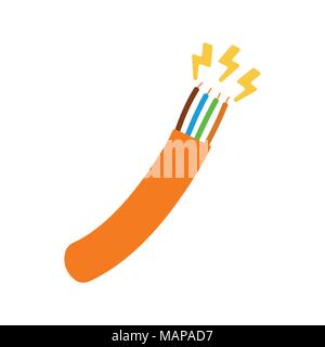 Cable Icon. Energy label for Web on white background. Flat Vector Illustration. Stock Vector
