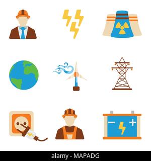Set of Engineering Icon. Energy label for Web on white background. Flat Vector Illustration. Stock Vector