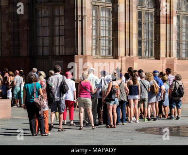 Tourists queuing to visit Notre-Dame cathedral, Strasbourg, Alsace, France, Europe, Stock Photo
