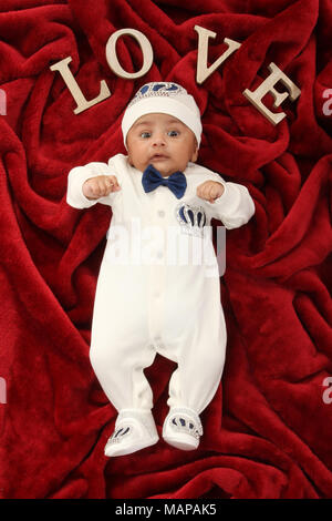 10 week old ethnic baby boy, LOVE Stock Photo