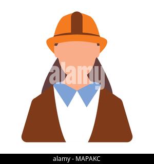 Female engineer worker icon. Woman worker. Cartoon style. Vector Illustration Stock Vector