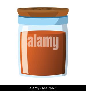 Flask and bottle icon. Label of fantasy potion and elixir. Cartoon style. Vector illustration logo. Stock Vector