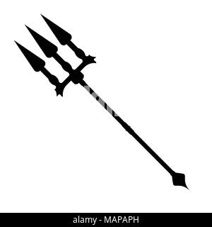 Trident icon. Label of fantasy and medieval weapon. Simple style. Vector illustration logo. Stock Vector