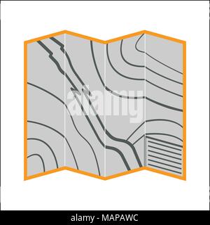 Map icon. Tourism equipment. River boat trip web elements. Vector illustration. Stock Vector