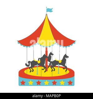 Carousel horses flat icon. Vintage Vector illustration. Stock Vector
