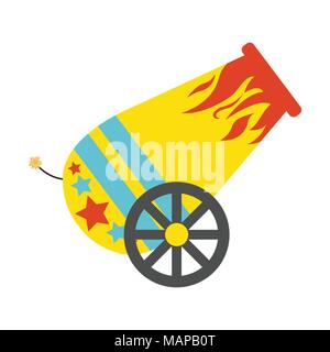 Circus cannon flat icon. Vintage Vector illustration. Stock Vector