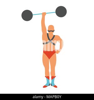 Circus Strongman icon. Vintage Vector illustration. Stock Vector