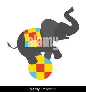 Circus elephant on the ball icon. Vintage Vector illustration. Stock Vector