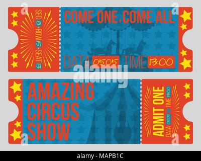 Circus tickets. Vintage Vector illustration. Stock Vector