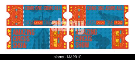 Circus tickets. Vintage Vector illustration. Stock Vector