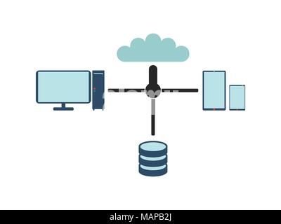 Computer Network. Flat Vector illustration on white background. Stock Vector