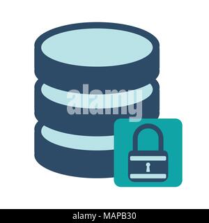 Database on protrect. Flat Vector illustration on white background. Stock Vector