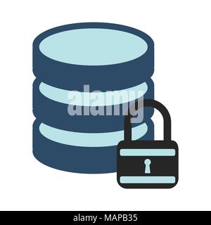Database on protrect. Flat Vector illustration on white background. Stock Vector