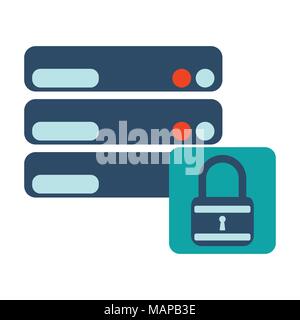 Database on protrect. Flat Vector illustration on white background. Stock Vector