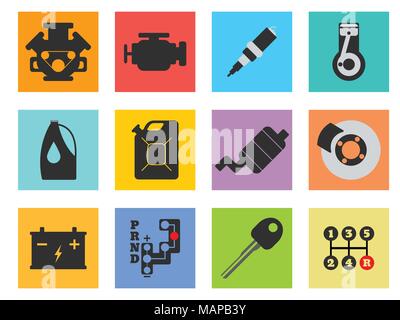12 Service Car flat icon. Vector illustration Stock Vector