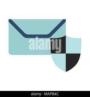 Mail on protect icon. Flat Vector illustration on white background Stock Vector