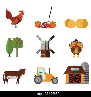 Cartoon flat agriculture icon and sign. Vector illustration Stock Vector