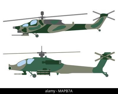 Cartoon helicopter. Military equipment icon. Vector illustration. Stock Vector