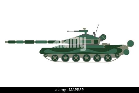 Tank cartoon. Military equipment icon. Vector illustration. Stock Vector