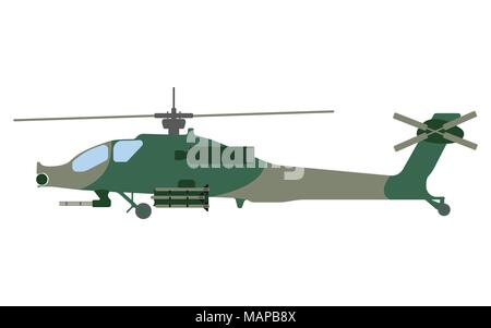 Cartoon helicopter. Military equipment icon. Vector illustration. Stock Vector