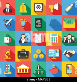 Set of 25 business icon concept for web and ui design. Flat Vector illustration. Stock Vector