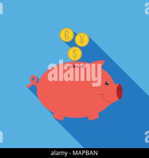 Pig money box icon. Business concept for web and ui design. Flat Vector illustration. Stock Vector